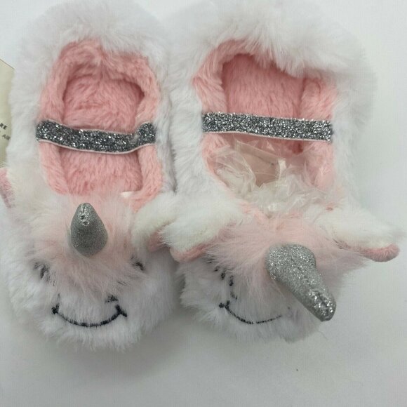 Cat & Jack infant/Toddler Plush Unicorn Slippers With Strap-White-Size 2T/3T-NWT - Picture 3 of 5